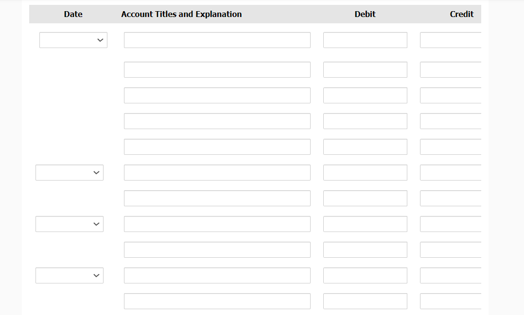 Date
Account Titles and Explanation
Debit
Credit