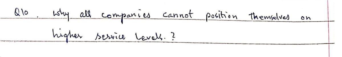 wshy all
higher
Q lo
companies cannot position themselves
on
servicu Levels. ?
