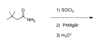 хоино
NH₂
1) SOCIz
2) PhMgBr
3) H30+