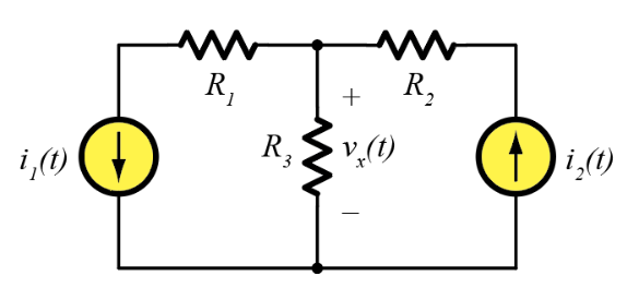 i,(t)
www
R₁
R₂
www
+ R₂
v (t)
-
O i₂(t)