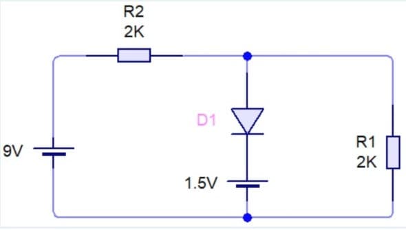 R2
2K
D1
R1
9V
2K
1.5V
