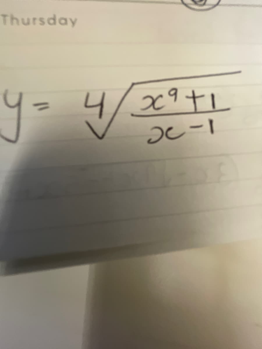 Thursday
y = 4/29+1
y=
20-1