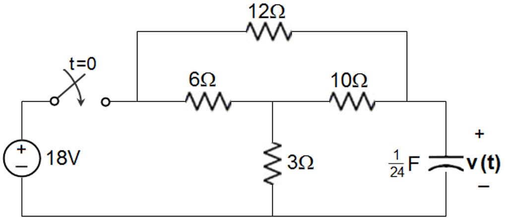 120
t=0
62
102
+
+
18V
F
3Ω
v(t)
24
