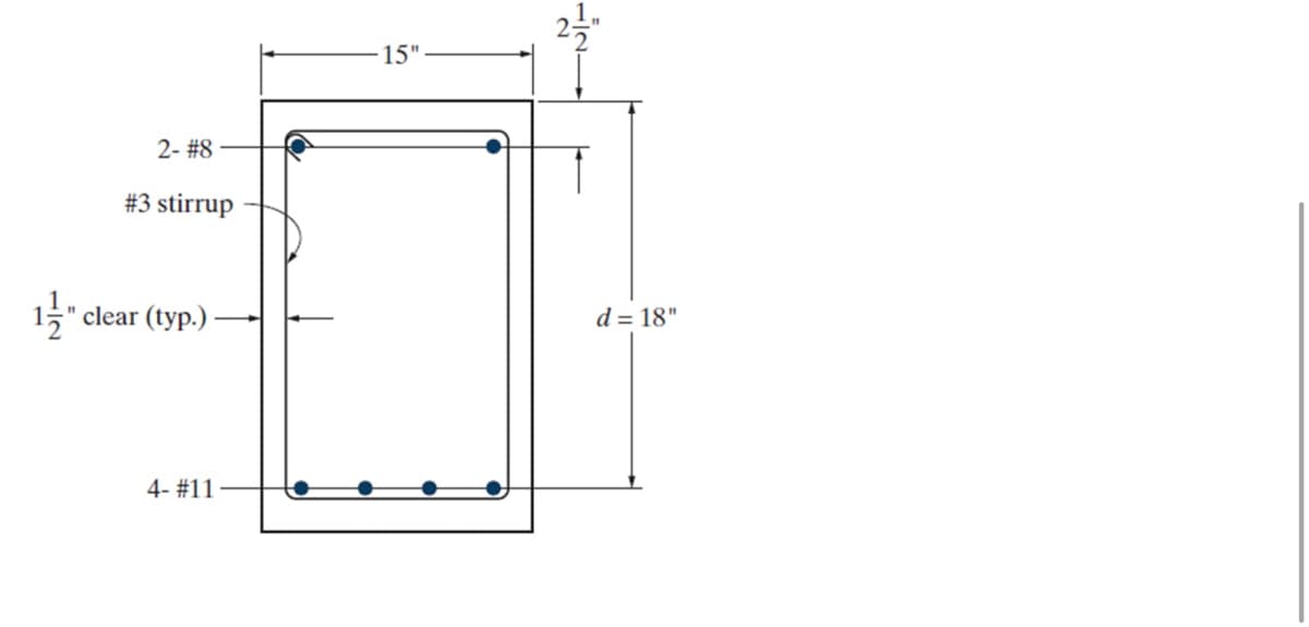 2- #8
#3 stirrup
15".
1½" clear (typ.)
d=18"
4- #11