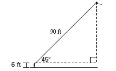 6 ft Ir
90 ft
45°