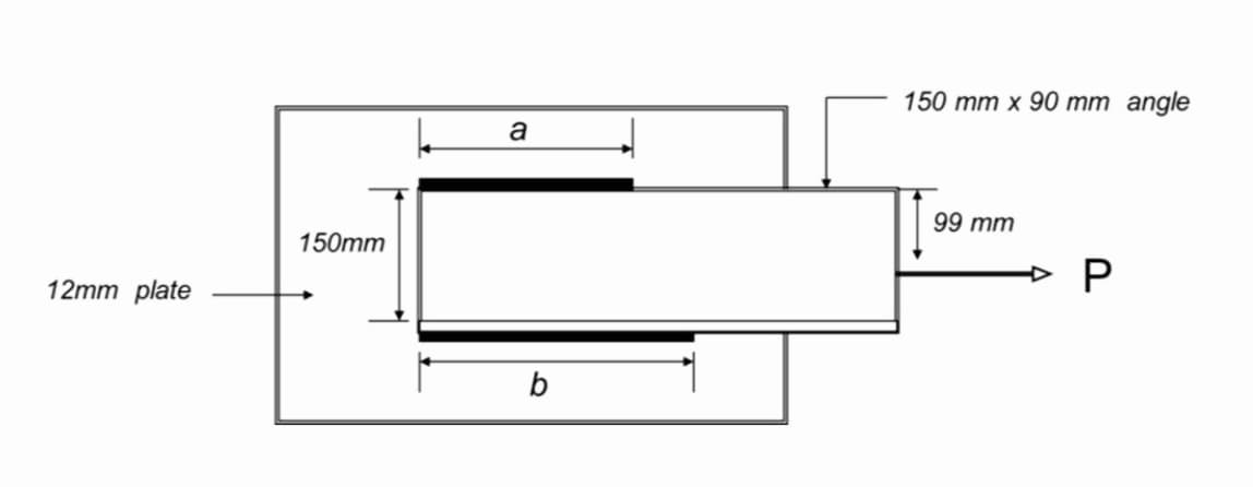 12mm plate
150mm
a
b
150 mm x 90 mm angle
99 mm
P