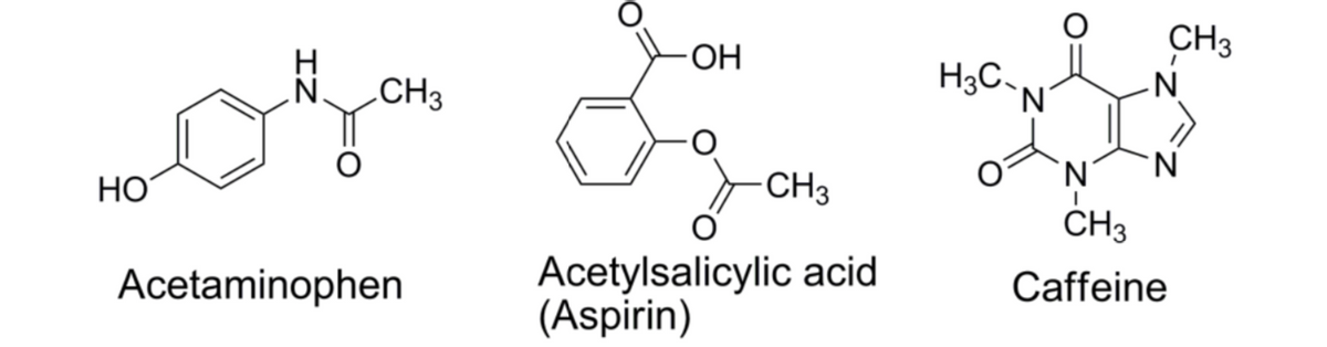 CH3
OH
.CH3
H3C,
N
.N.
Ogo
'N
НО
CH3
CH3
Acetylsalicylic acid
(Aspirin)
Acetaminophen
Caffeine
IZ

