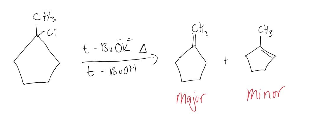 CHs
CH3
t - Bu OK A
t - BUOH
Minor
majir
