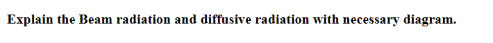 Explain the Beam radiation and diffusive radiation with necessary diagram.
