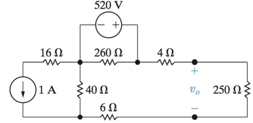 16 Ω
Οι
1Α
520 V
+
260 Ω
www
Σ 40 Ω
6Ω
4Ω
+
θα
250 Ω