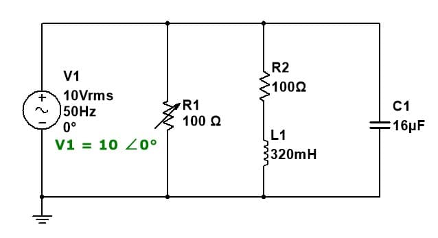 -2
V1
10 Vrms
50Hz
0°
V1 = 10 20°
R1
100 Ω
R2
10022
L1
320mH
C1
16μF