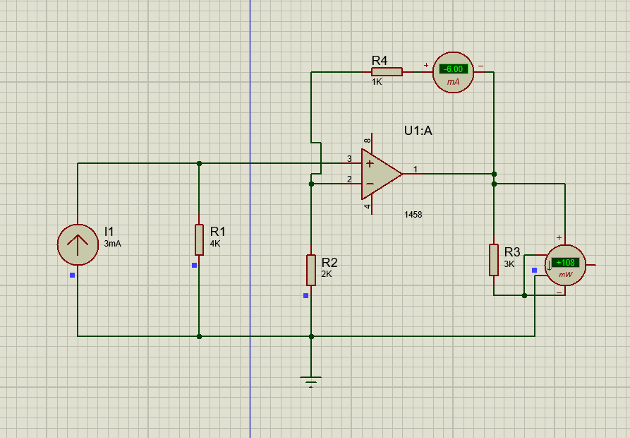 R4
-6.00
1K
U1:A
1458
11
R1
3mA
4K
R3
R2
3K
+108
2K
87+
