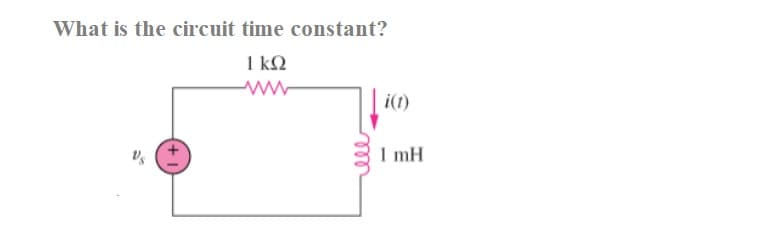 What is the circuit time constant?
1 kQ
i(1)
1 mH
all
