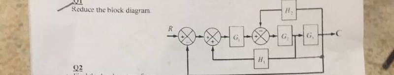 Reduce the biock diagram
G,
G.
G,
H,
Q2
