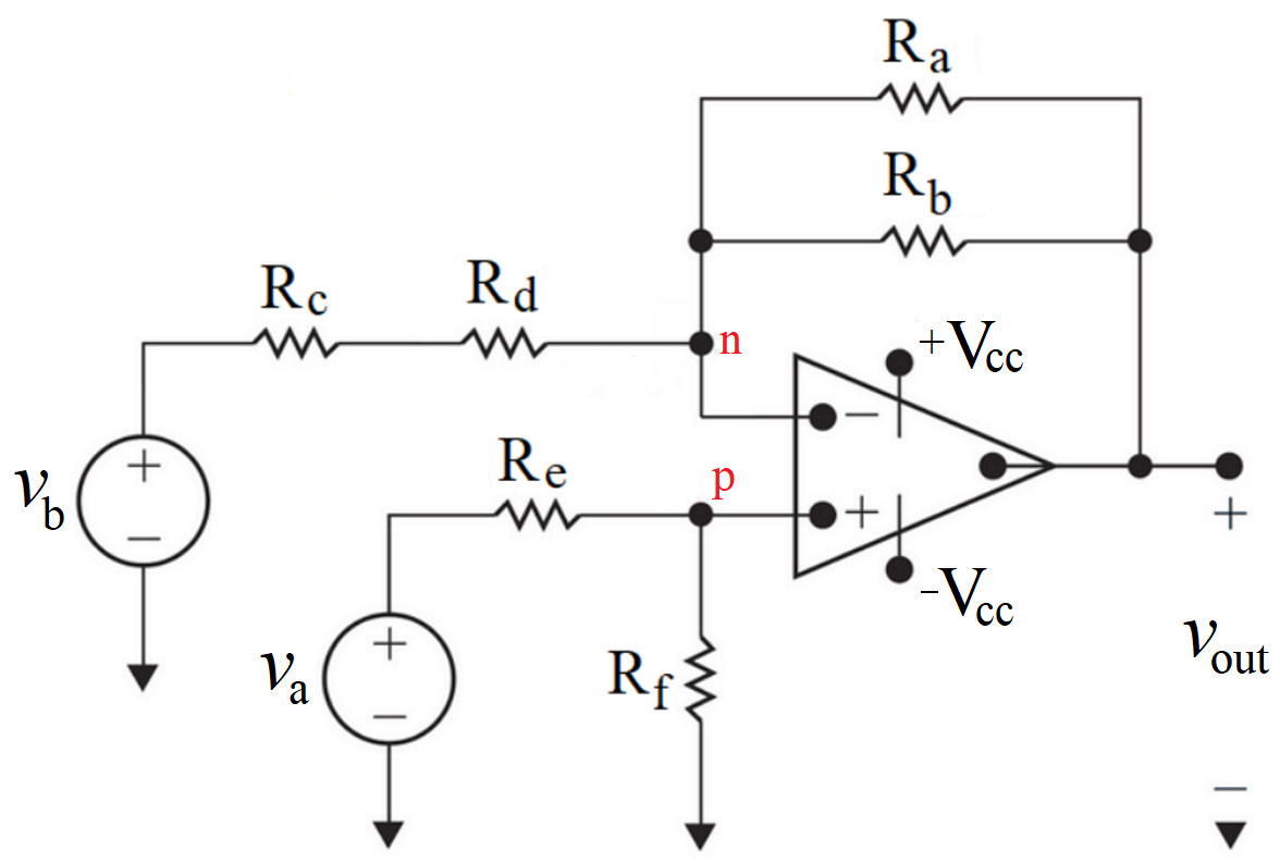 %
(+
Rc
M
Va
+1
Rd
W
Re
Rf
n
р
Ra
ww
Rb
to +
+Vcc
-Vcc
+
Vout