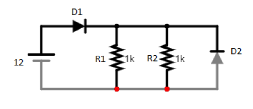 12
I
D1
R1 1k R2-
1k
D2