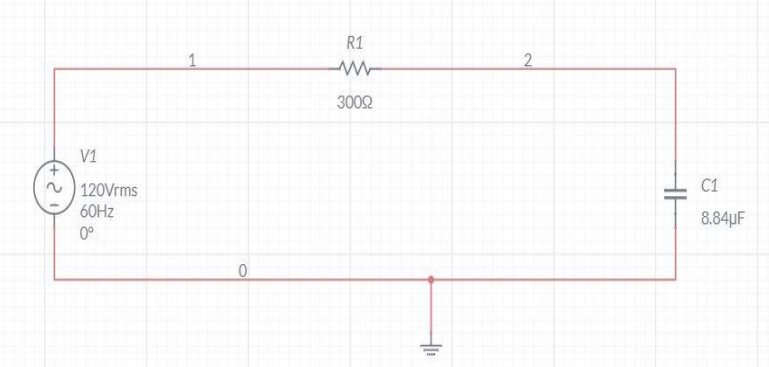 R1
3002
V1
C1
120Vrms
60HZ
8.84uF
0°
2.
