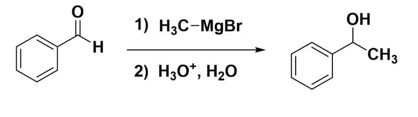 H
1) H3C-MgBr
2) H3O+, H₂O
OH
CH 3