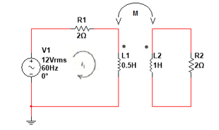 V1
12Vrms
60Hz
0⁰
R1
20
D
M
L1
30.5H
L2
1H
R2
20