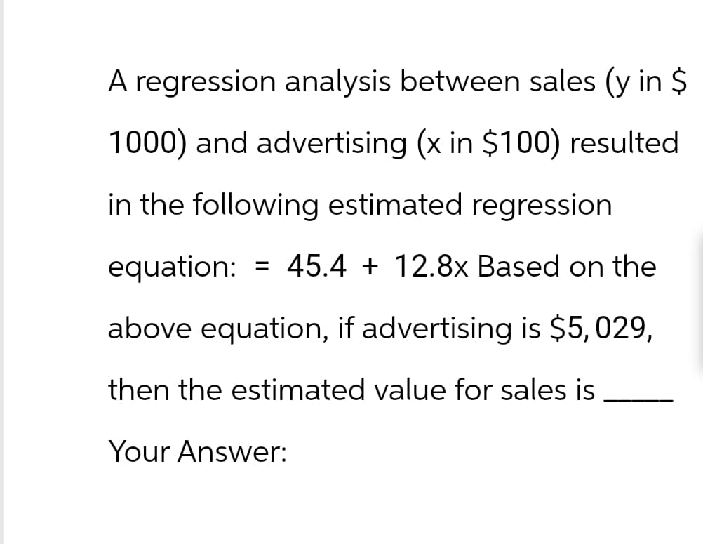 Answered A Regression Analysis Between Sales Y Bartleby 4748