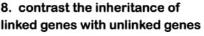 8. contrast the inheritance of
linked genes with unlinked genes
