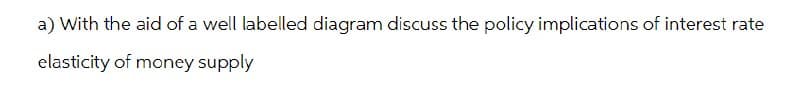 a) With the aid of a well labelled diagram discuss the policy implications of interest rate
elasticity of money supply
