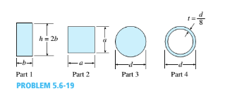 h= 2b
Part 1
Part 2
Part 3
Part 4
PROBLEM 5.6-19
