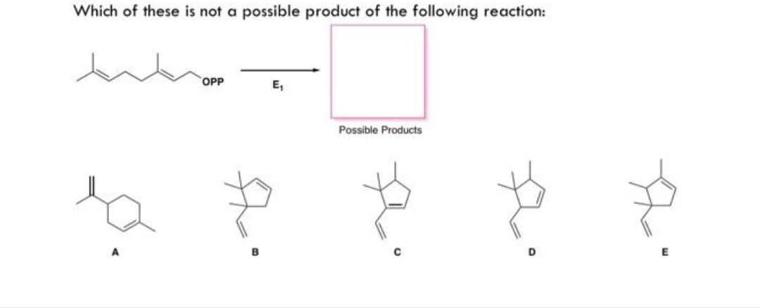 Which of these is not a possible product of the following reaction:
OPP
E₁
Possible Products