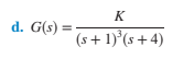 d. G(s) =
K
(s+1)³(s+4)