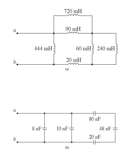 444 mH
b
720 mH
90 mH
60 mH 240 mH
20 mH
(a)
HE
80 nF
8 nF
10 nF
48 nF
20 nF
b
не
(b)