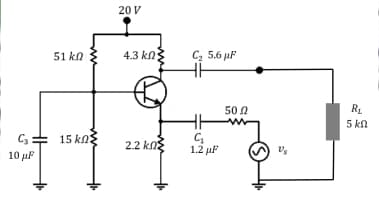 20 V
51 kn
4.3 kn3
C2 5.6 µF
50 0
RL
5 kn
15 kn:
2.2 knE
1.2 µF
10 µF
