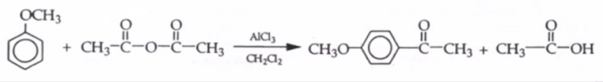 OCH3
AICI3
CH3-ċ-0-ċ-CH3
CH3O-
-CH3 + CH3¬Ĉ-OH
CH;Az
