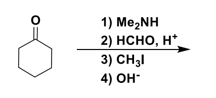 1) Me,NH
2) НCНО, H*
3) CH3I
4) ОН-
