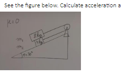 See the figure below. Calculate acceleration a
K=0
m₁
上
my
=30°