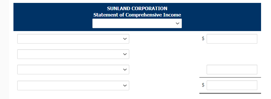 SUNLAND CORPORATION
Statement of Comprehensive Income
<
>
<
$
LA
to
$
