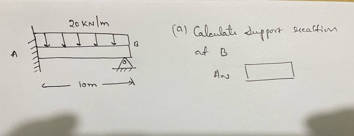 20 kN/m
iom
B
(a) Calculate Support
at B
Ans
Healtion