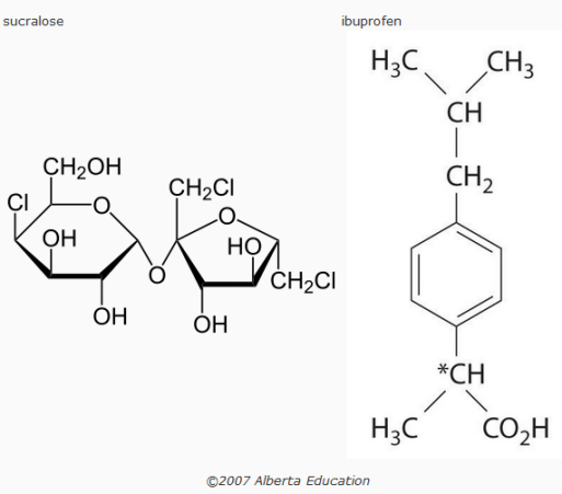 sucralose
ibuprofen
H;C
CH3
CH
CH2OH
ÇI
CH2
CH2CI
OH
НО
ČH2CI
ОН
ОН
*СH
H;C
CO,H
©2007 Alberta Education
