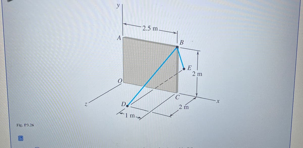 Fig. P3.26
A
Ꭰ
m.
2.5 m.
B
E
2 m
2 m
X