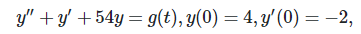 y"+y' +54y= g(t), y(0) = 4, y'(0) = -2,