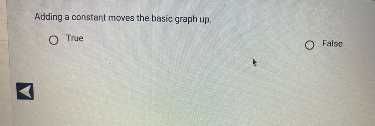 Adding a constant moves the basic graph up.
O True
False