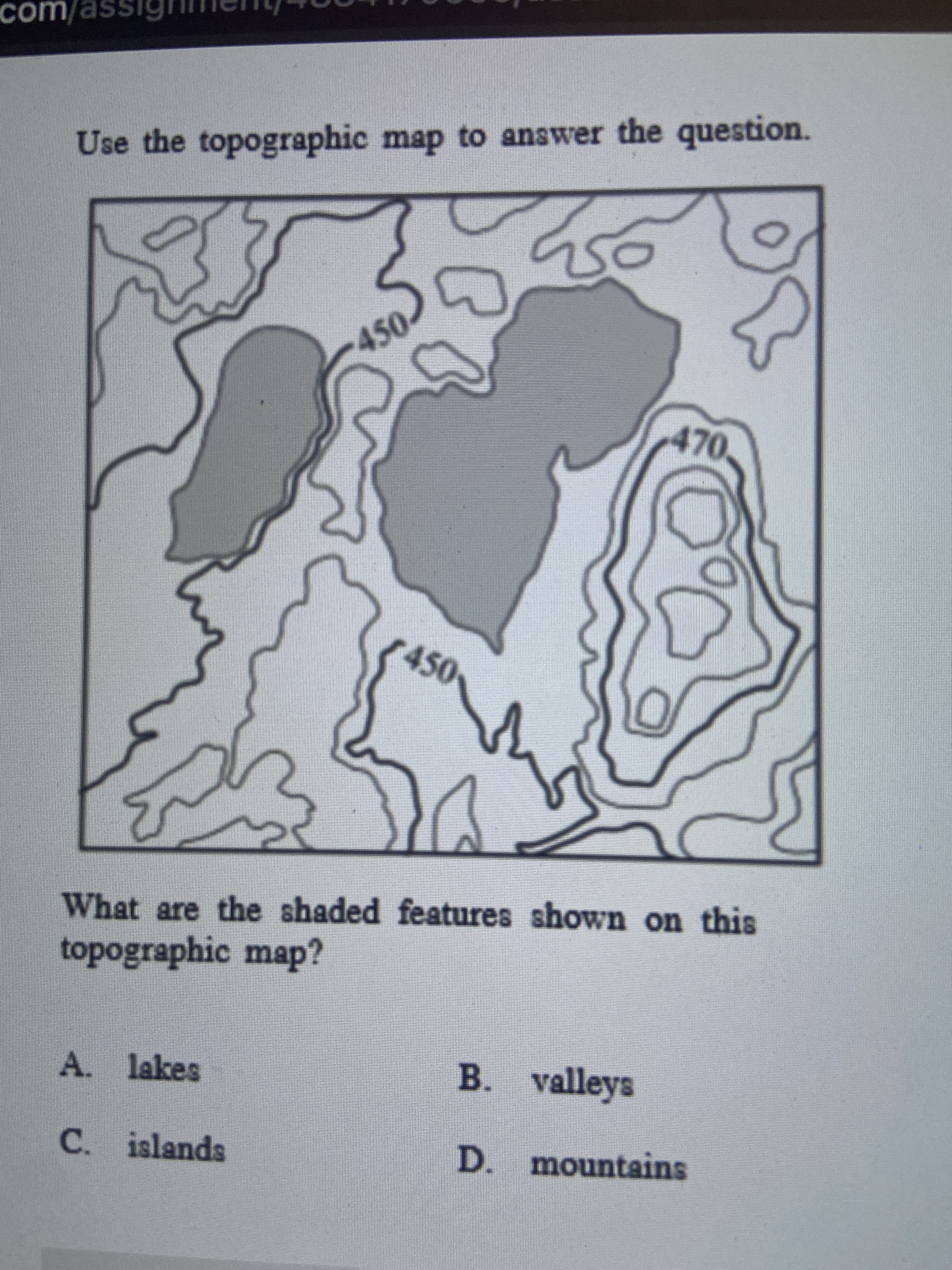 What are the shaded features shown on this
topographic map?
