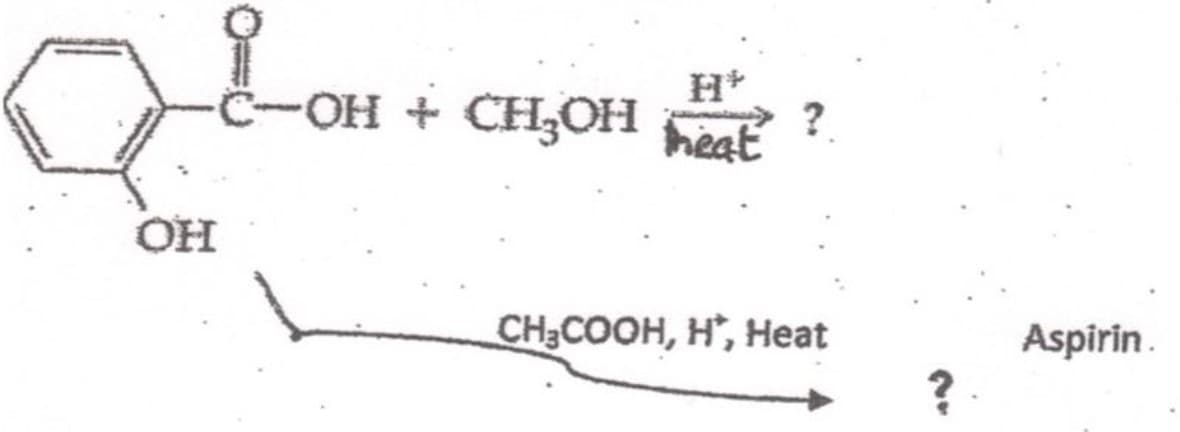 C
OH + CH;OH heat
?
OH
CH3COOH, H*, Heat
Aspirin.
