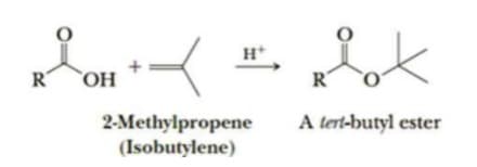 H*
R
`OH
R
A tert-butyl ester
2-Methylpropene
(Isobutylene)
