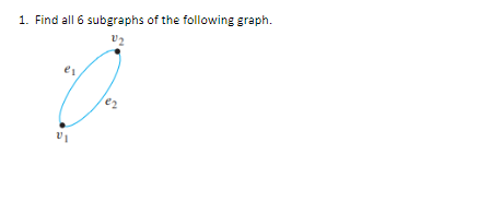 1. Find all 6 subgraphs of the following graph.
U2
VI
ة