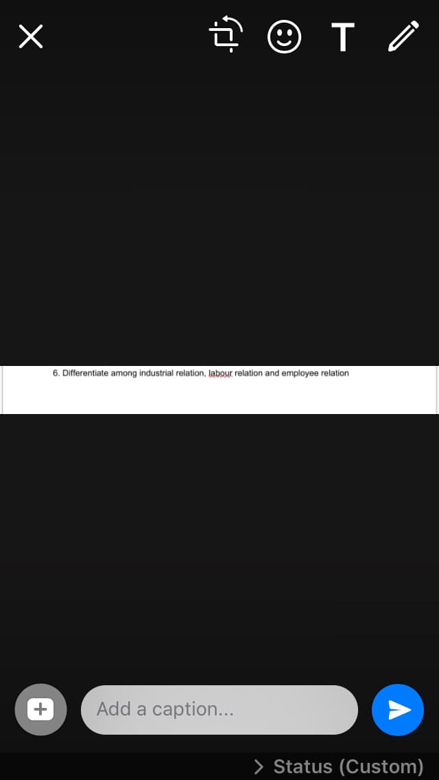 6. Differentiate among industrial relation, labour relation and employee relation
Add a caption...
> Status (Custom)
