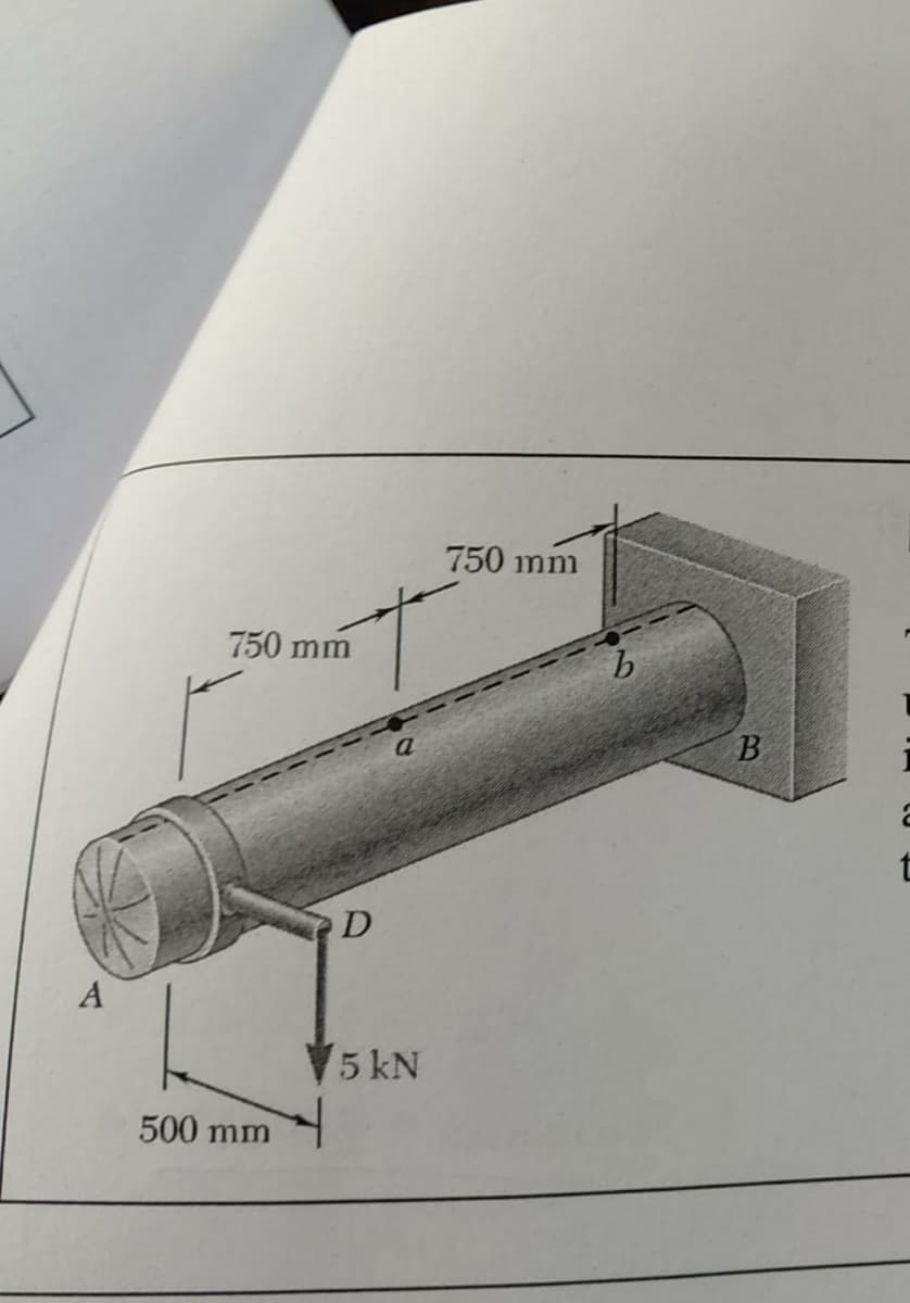 A
750 mm
500 mm
t
a
750 mm
D
5 kN
b
B
t