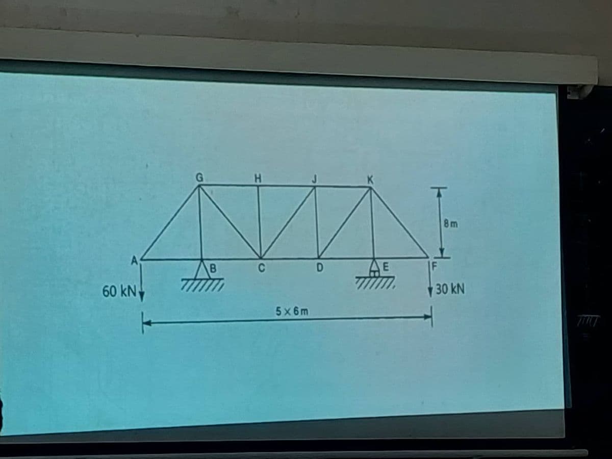 A
60 kN
B
M
D
AE
C
5x6m
T
F
8m
30 kN
71111