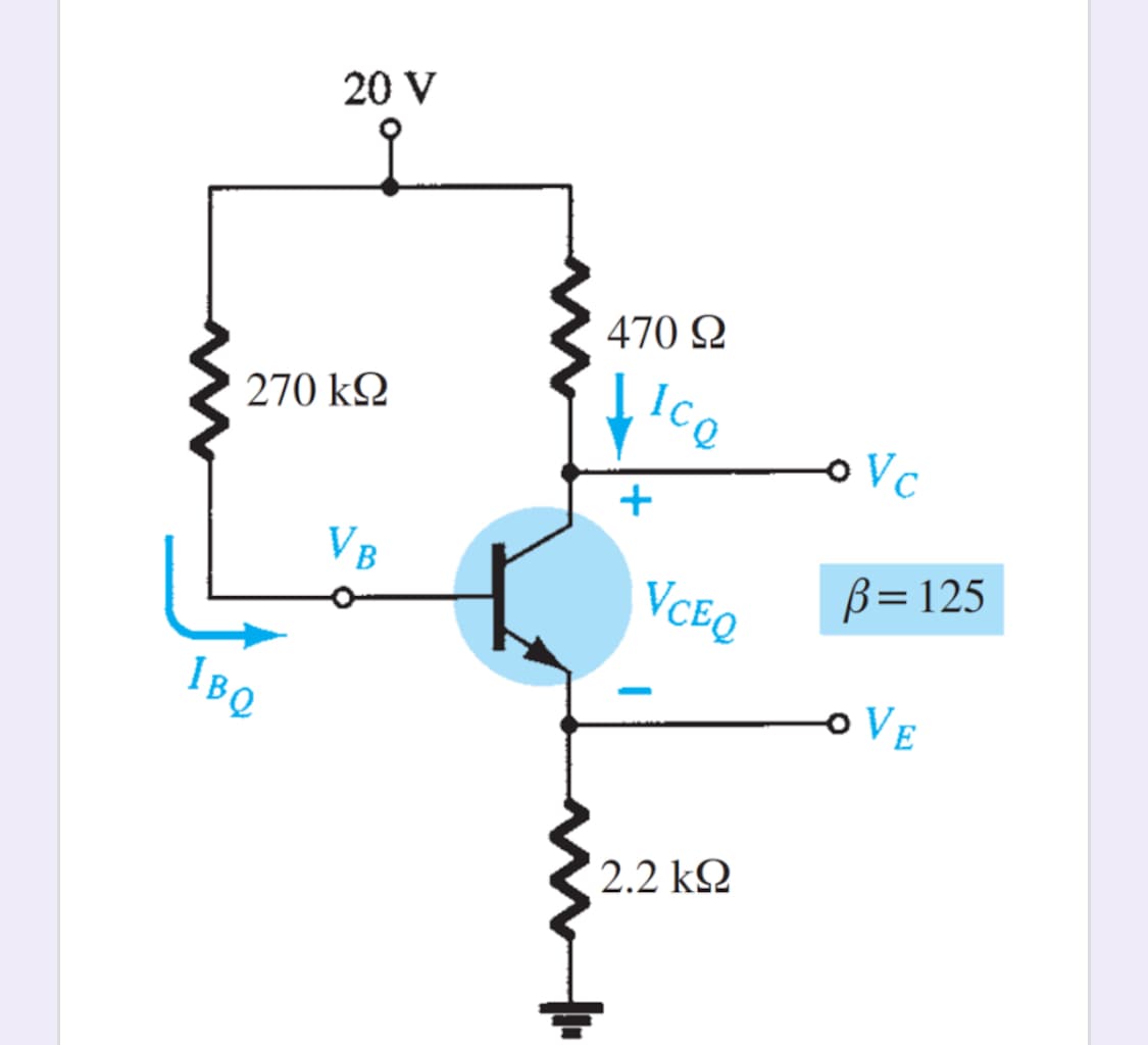 20 V
270 ΚΩ
IBQ
470 Ω
ICQ
Vc
VB
B=125
VCEQ
OVE
2.2 ΚΩ