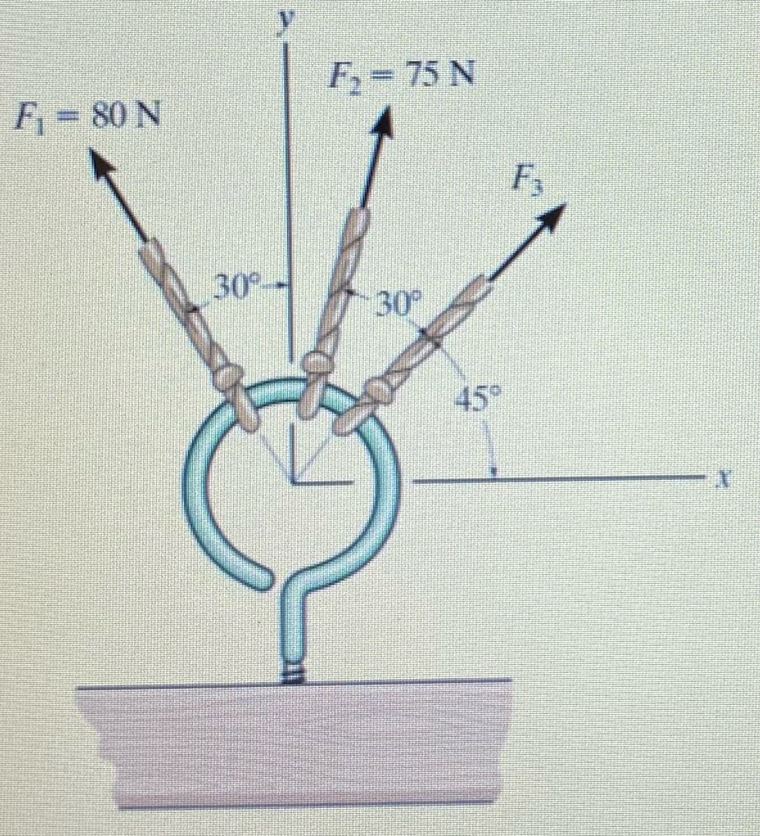 F, = 75 N
F = 80 N
30-
30
45°
