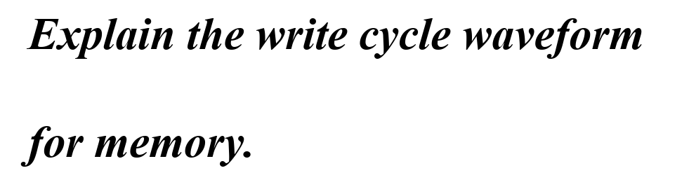 Explain the write cycle waveform
for memory.